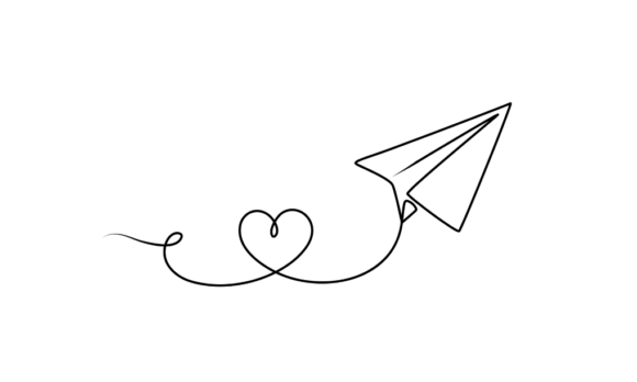 Animated Paper Plane with Love Signs: A Modern Design Asset