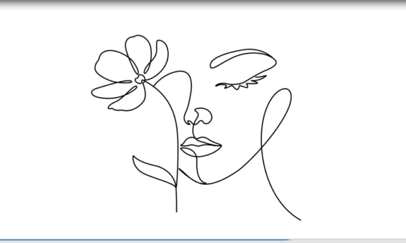 Animated Woman Face Portrait with Flower: Elegant Motion Graphics