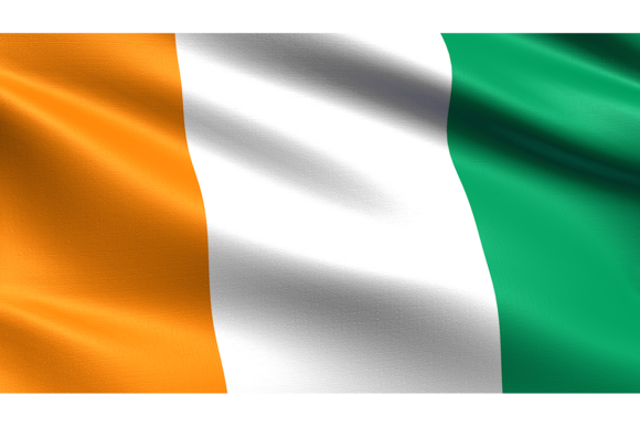 Ivory Coast Flag, Waving Fabric Texture: Realistic Design Asset